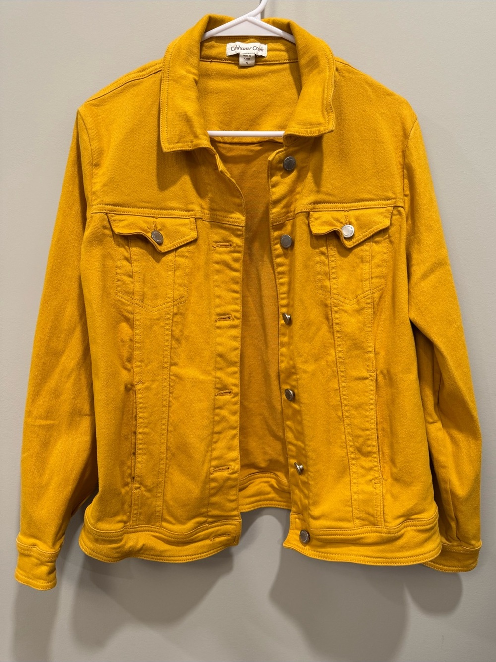 Coldwater Creek | Mustard Yellow Stretch Denim Jean Jacket | Size Small